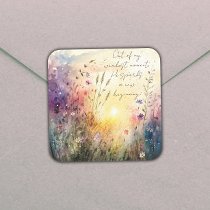 Christian Colorful Wildflowers Watercolor Verse Square Sticker