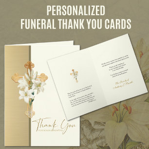 Christian Condolence Thank You Cross Lilies Card