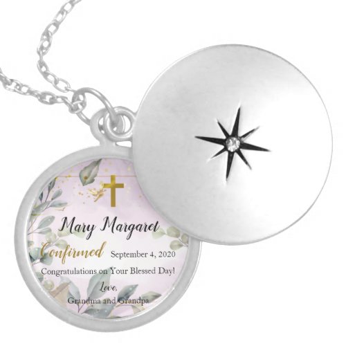 Christian Confirmation Elegant Leaves Locket Gift