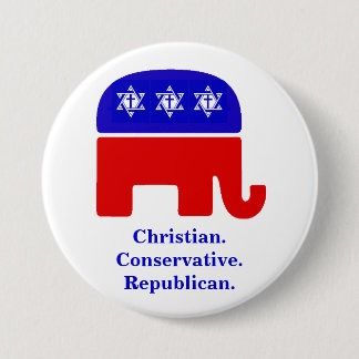 Christian. Conservative. Republican. Pinback Button