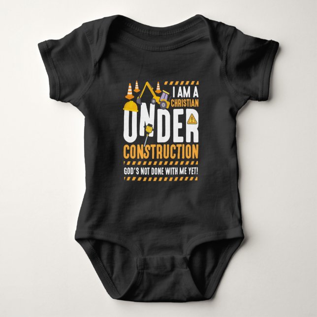 Christian Construction God Faith Religion Christ Baby Bodysuit (Front)