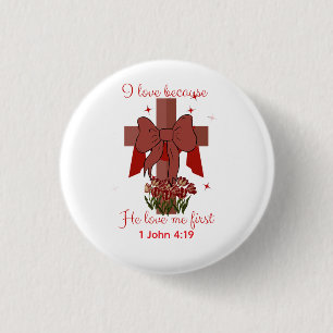 Christian Coquette cross Bible verse Valentines Button