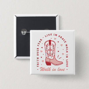 Christian country girl quotes pink cowgirl boot button