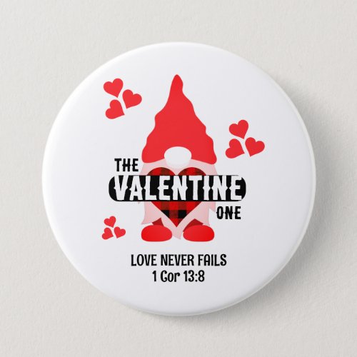 Christian Couples VALENTINE GNOME Red Hearts Button