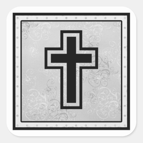 Christian Cross 2 Square Sticker