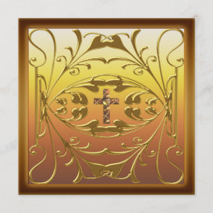Christian Cross 50th Wedding Anniversary Party Inv Invitation