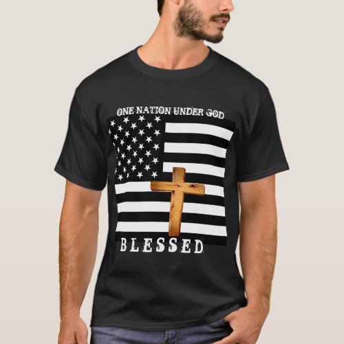 Christian Cross and American Flag _ T_Shirt