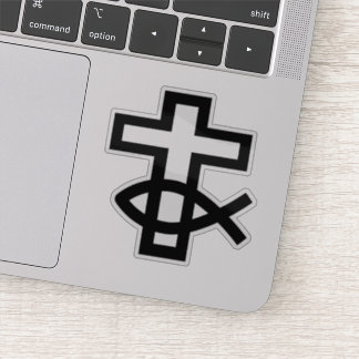Christian Cross and Ichthus Fish Symbol Sticker