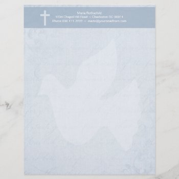 Christian Cross And Spirit Blue Floral Letterhead by Christian_Faith at Zazzle