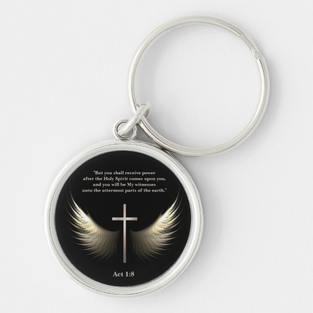 Christian Cross and Spirit Custom  Scripture Keychain (Front)