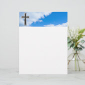 Christian cross at blue sky background (Standing Front)