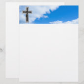 Christian cross at blue sky background (Front/Back)