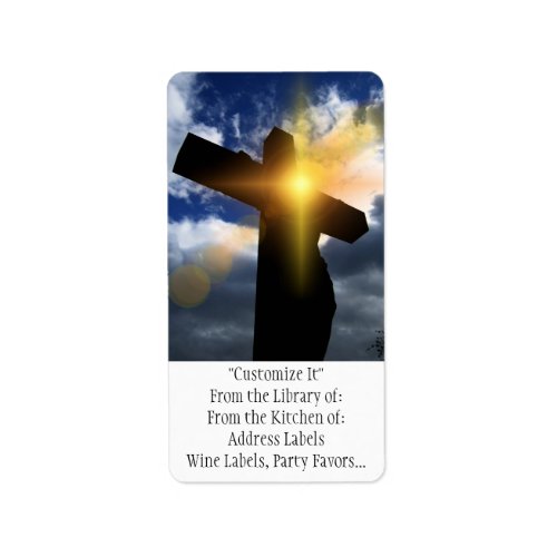 Christian Cross at Easter Sunrise Service Label