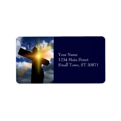 Christian Cross at Easter Sunrise Service Label