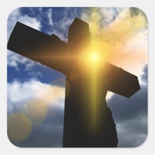 Christian Cross at Easter Sunrise Service Square Sticker