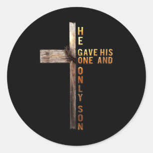 Christian Cross Bible John 3_16 Reflection 0l3q48 Classic Round Sticker