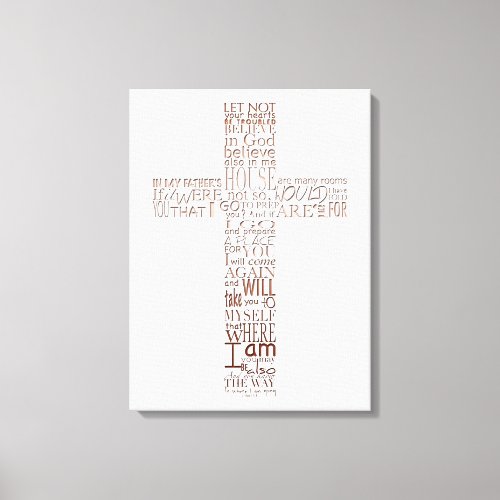 Christian Cross Bible Verses Copper Letters Canvas