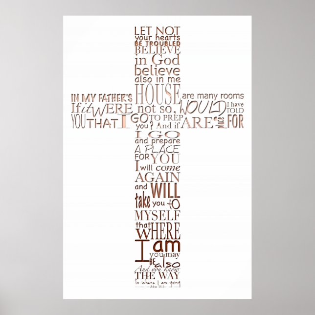 Christian Cross Bible Verses Copper Letters Poster (Front)