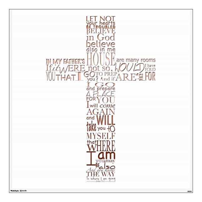 Christian Cross Bible Verses Copper Letters Wall D Sticker (Front)