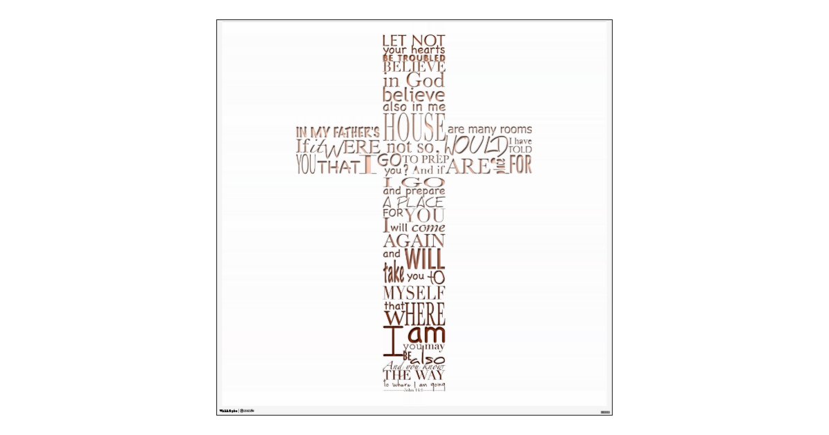 Christian Cross Bible Verses Copper Letters Wall D Wall Sticker Zazzle Com