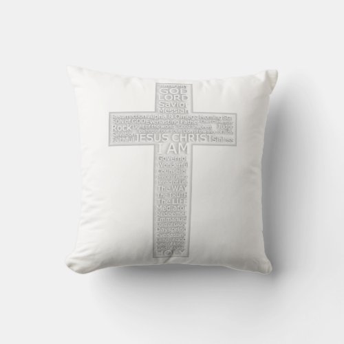 Christian Cross Biblical Names of Jesus Christ Throw Pillow