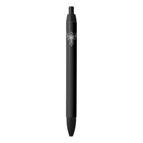 Christian cross black ink pen