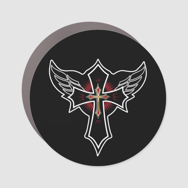 Christian cross car magnet (Front)