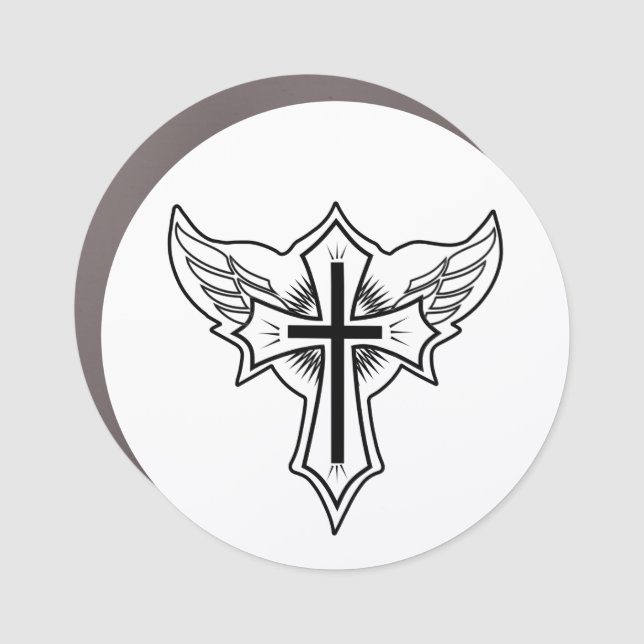 Christian cross car magnet (Front)