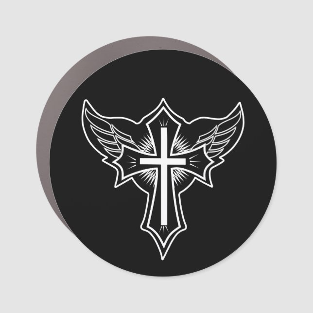 Christian cross car magnet (Front)