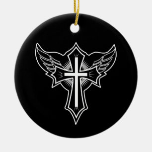 Christian cross ceramic ornament