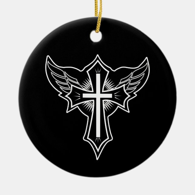 Christian cross ceramic ornament (Front)