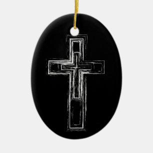 Christian cross ceramic ornament