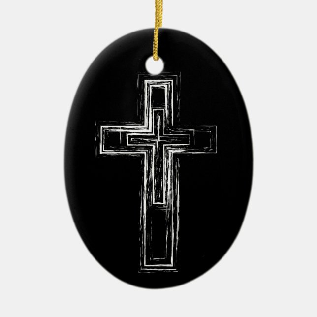 Christian cross ceramic ornament (Front)