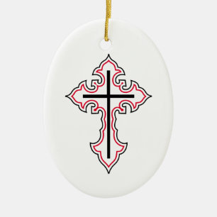 Christian cross ceramic ornament