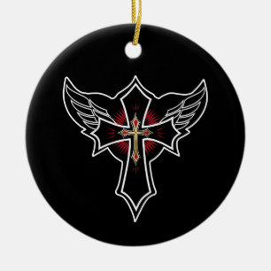 Christian cross ceramic ornament