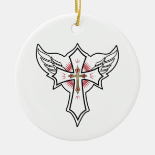 Christian cross ceramic ornament