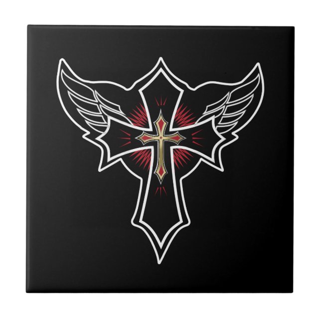 Christian cross ceramic tile (Front)