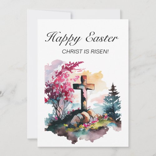 Christian Cross Christ Risen Happy Easter Holiday Card