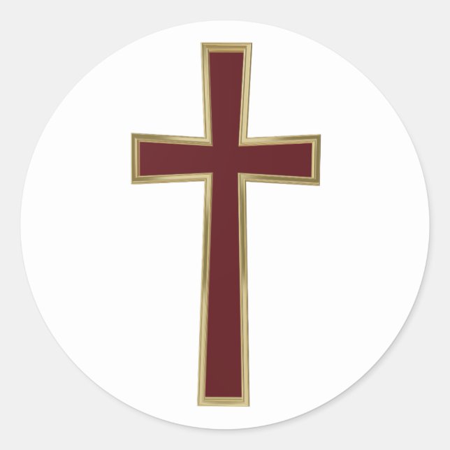 Christian cross classic round sticker (Front)