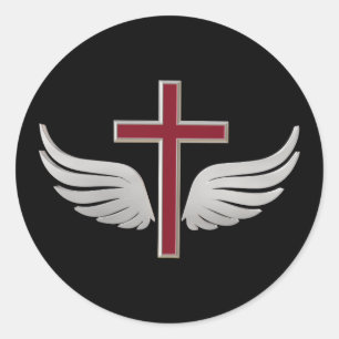 Christian cross classic round sticker