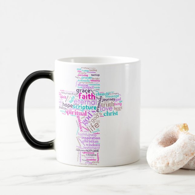 Christian Cross Cloud Art Mug (With Donut)