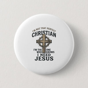 Christian Cross Crown of Thorns Vintage Faith Shir Button