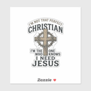 Christian Cross Crown of Thorns Vintage Faith Shir Sticker