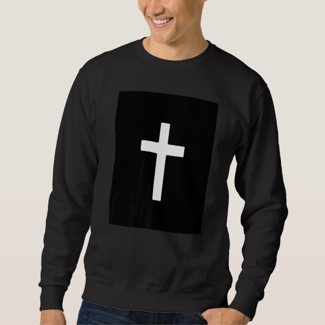 Christian Cross Crucifix Black Background Jesus Bi Sweatshirt (Front)