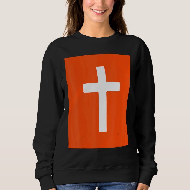Christian Cross Crucifix Orange Background Jesus F Sweatshirt (Front)