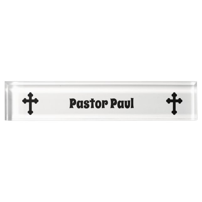 Christian Cross Custom Pastor Desk Name Plate (Front)
