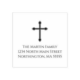 Christian Cross Custom Return Address Rubber Stamp