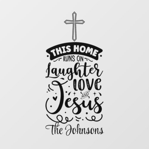 Christian Cross Cute Typography Quote Family Name  Wall Decal