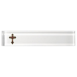 Christian cross desk name plate