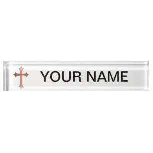 Christian cross desk name plate